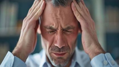 man holds his head