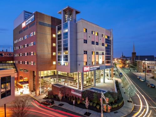 Robert Wood Johnson University Hospital at twilight