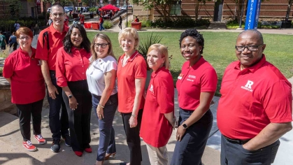 Rutgers University leaders and a Piscataway councilwoman attended move-in day outside BEST Hall on Busch campus.