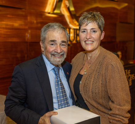 Chancellor Strom and Jacqueline Manago, recipient of the Sustained Service Award.