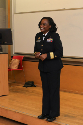 Adm Jennifer Moon speaks to nursing students