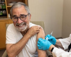 Chancellor Strom receives his flu shot